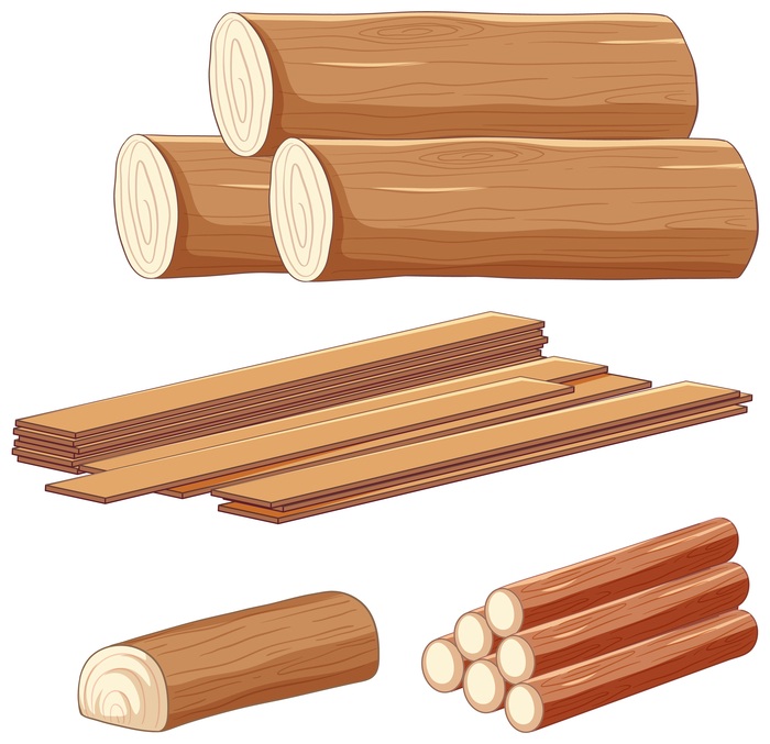 wood and log building materials for vector illustrations